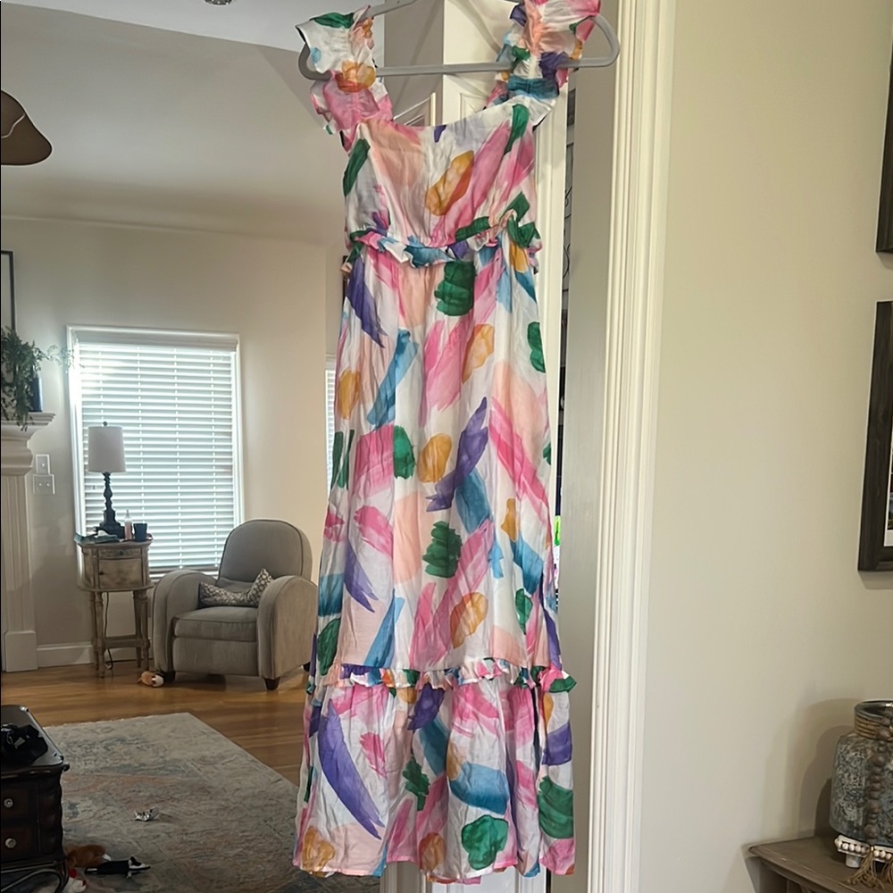 Colorful Sleeveless Ruffle Dress